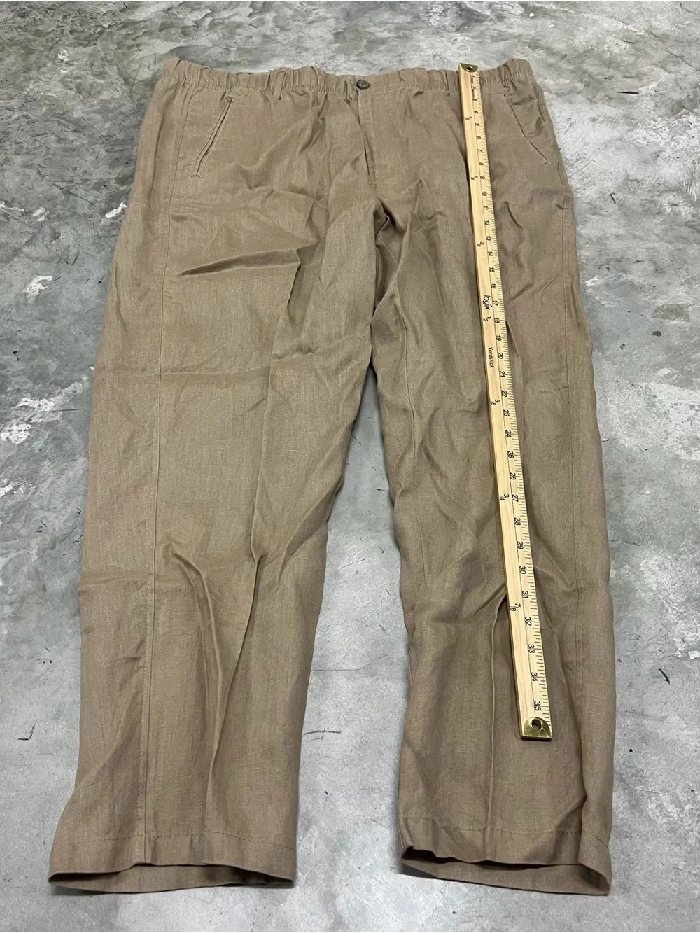 Tasso Elba 100% Linen Pants - XXL Island -Comfortable Relaxed Tan Beige Natural